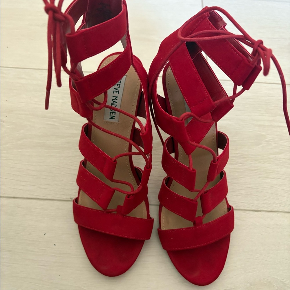 Steve Madden Red Strappy Heels